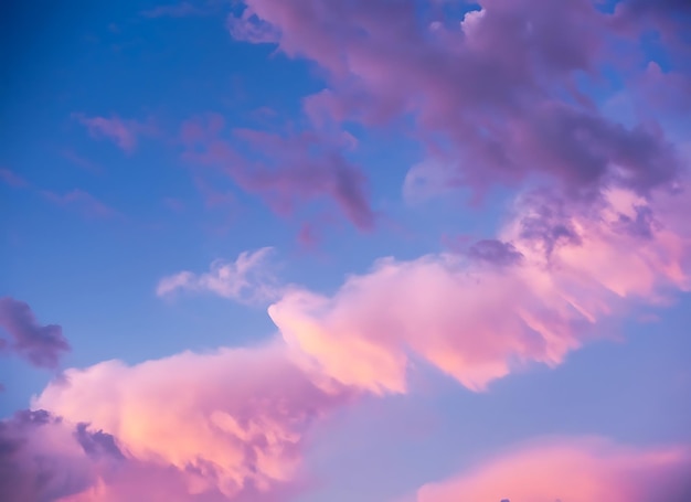 ピンクの雲と紫の青い空