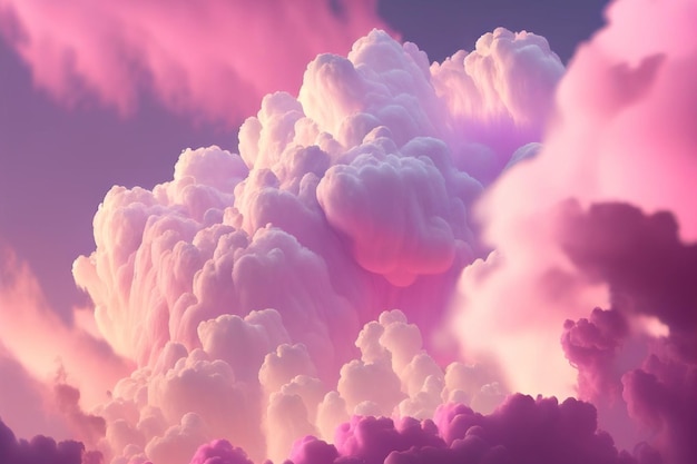 Pink clouds sky background Generative Ai