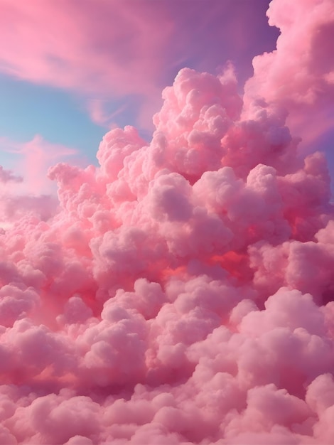 Pink clouds in the sky stage fluffy cotton candy dream fantasy soft background