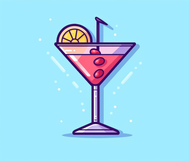 Foto un cocktail rosa con dentro una cannuccia