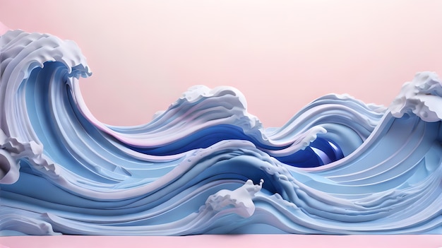 Photo pink color 3d sea wave water landscape background wallpaper