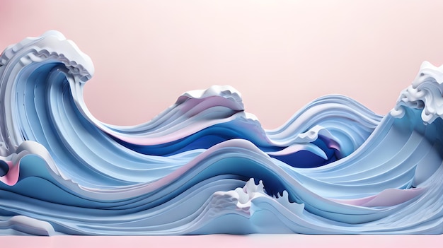 pink color 3d sea wave water landscape background wallpaper