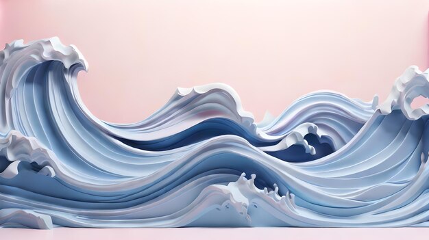 Foto colore rosa 3d onde marine paesaggio acquatico sfondo carta da parati