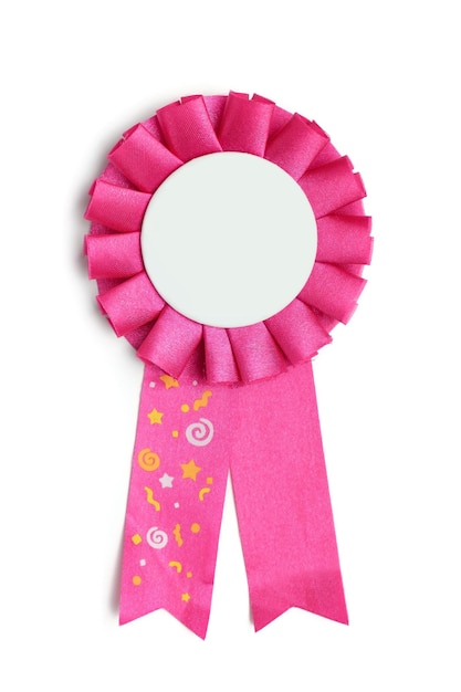 Foto distintivo del premio di colore rosa isolato