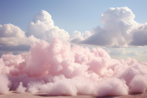 Pink color clouds cotton candy explosion