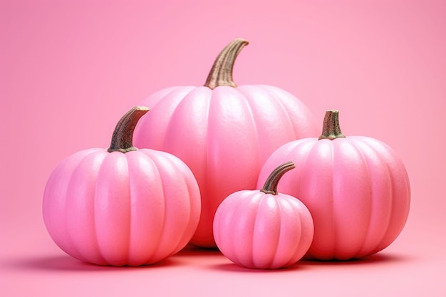 Foto colore rosa zucche fresche halloween e concetto di ringraziamento illustrazione generativa ai