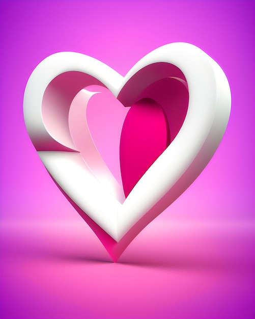 Pink Color Love Heart Shape