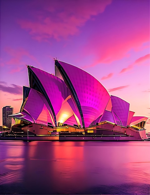 Pink color opera house generated by ai