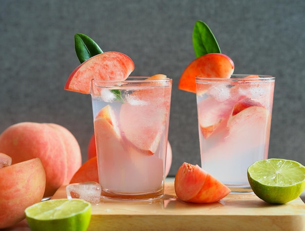 Pink color peach mocktail glass