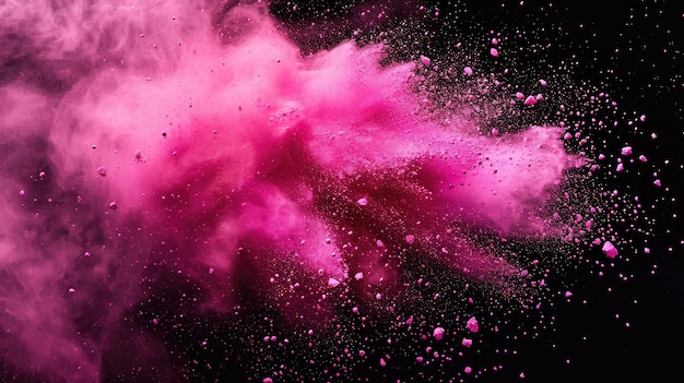 pink color powder splashing over black backdrop