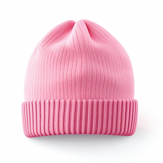 pink color Winter Beanie Isolation on a white background