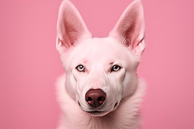 Pink colored dog on Pink Background