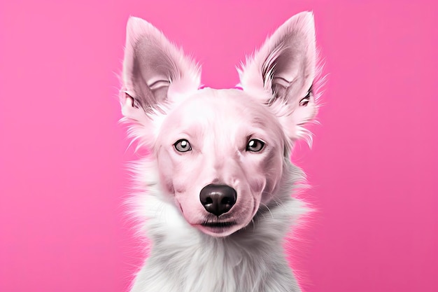 Pink colored dog on Pink Background