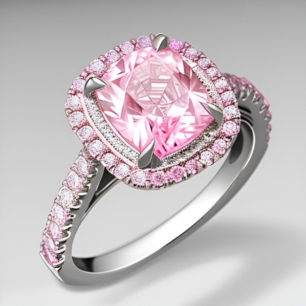Кольцо с бриллиантом розового цвета
