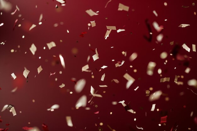 Photo pink confetti fluttering in the air against a magenta background