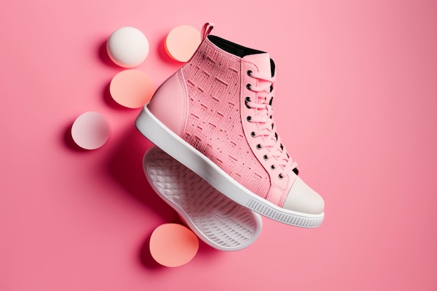 A pink converse sneaker with the word converse on the top.