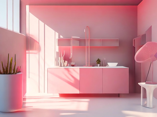 Розовая прохладная сцена чувство технологии стиль вабисаби мода блокбастер окружающий свет лиг