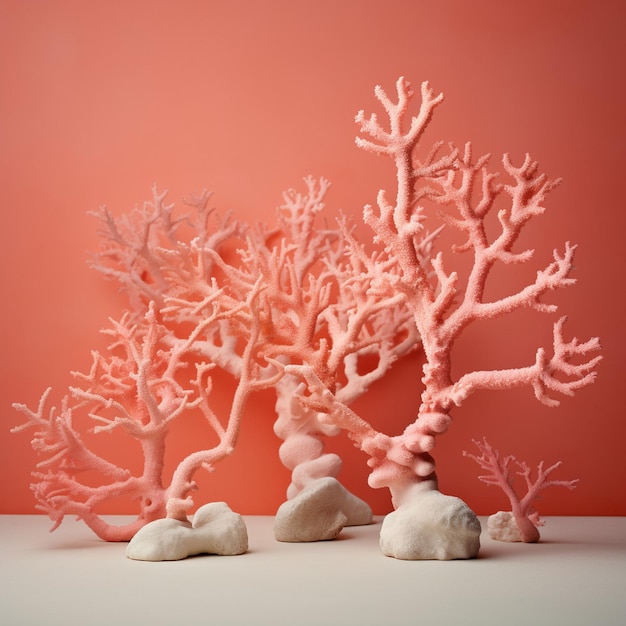 Foto forme di corallo rosa su uno sfondo astratto di corallo
