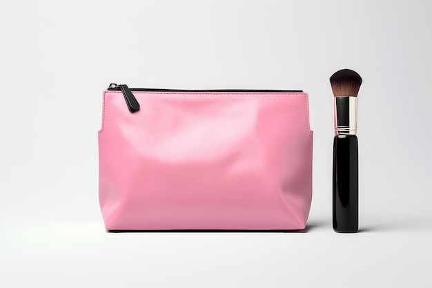 Foto la borsa cosmetica rosa aggiunge un tocco di colore