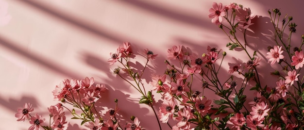 Pink Cosmos Flowers with Elegant Shadows