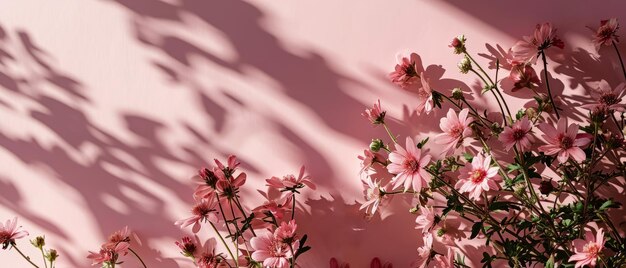 Photo pink cosmos flowers with elegant shadows