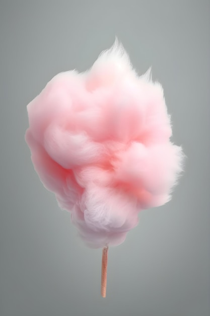 Photo a pink cotton candy on a stick