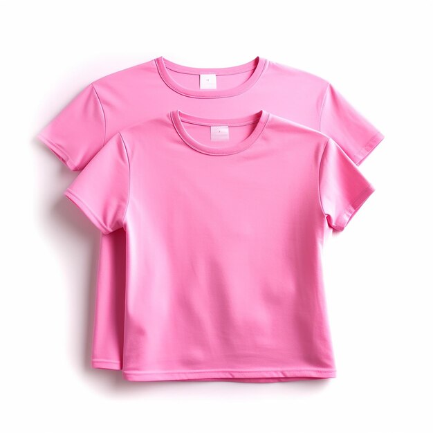 ピンクの文字が入ったピンクのコットン T シャツ