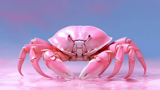 Pink crab on a blue background