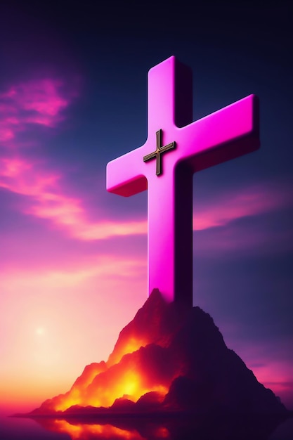 A pink cross with the word jesus on it