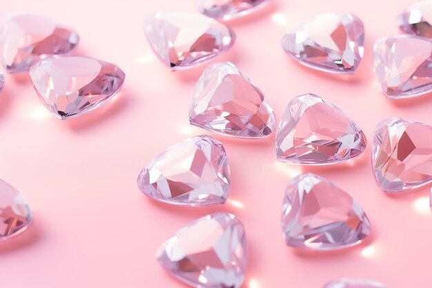 Pink crystals in the shape of hearts