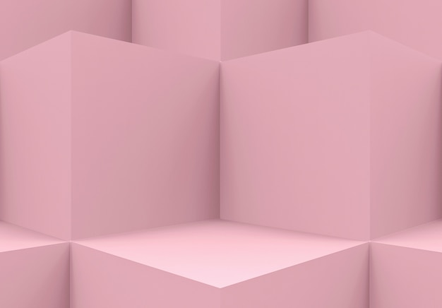 Pink cube boxes cornor wall background