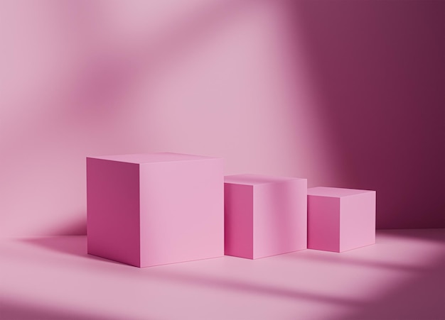 Photo pink cube podium or platform for mockup product display
