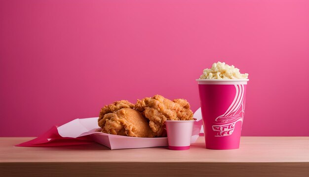 Photo a pink cup of food with a pink lid that says  h s