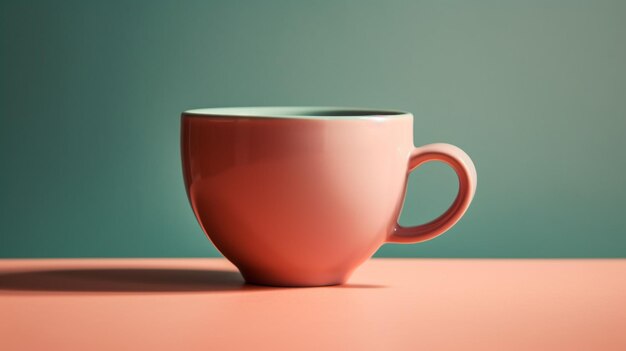 A pink cup with the word coffee on it