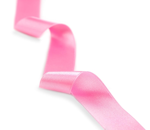 Pink curly ribbon isolated on white