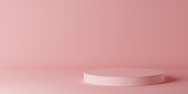 Pink cylinder empty podium mockup