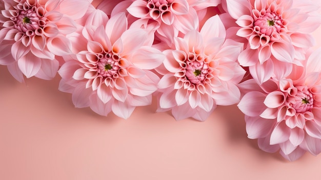 Photo pink dahlia flowers on a pink background illustration generative ai