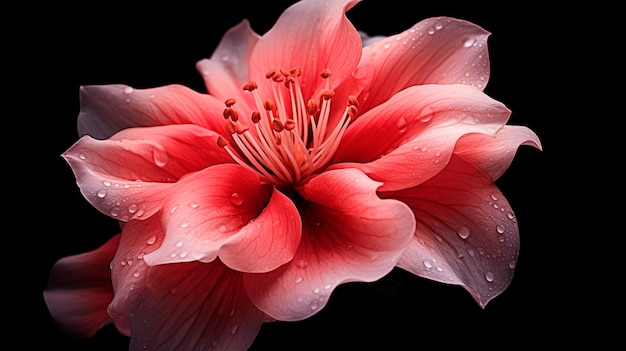 Pink dahlia with black background macro shot Generative AI