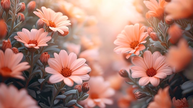 Photo pink daisy flowers on sunny background