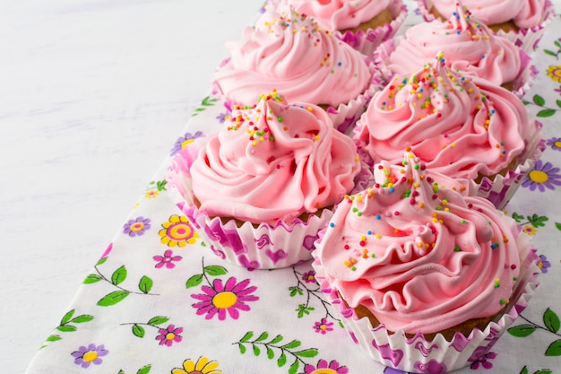 Pink delicious cupcakes 