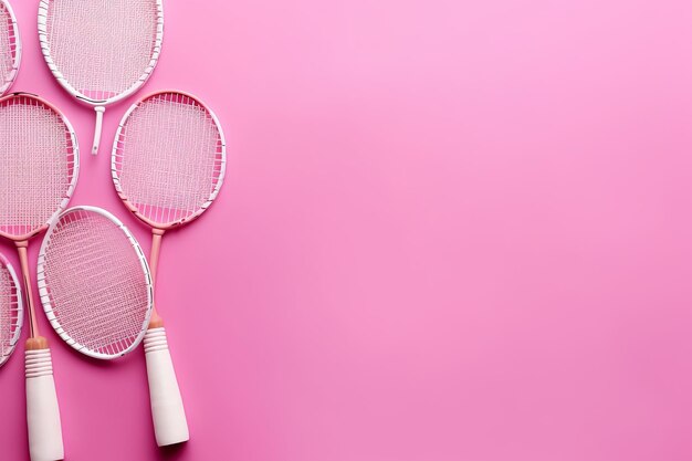Pink delight showcasing badminton equipment in a stylish flat lay