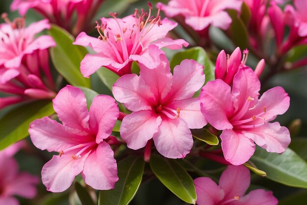 Photo pink desert rose or impala lily or mock azalea flower from tropical climate soft focu