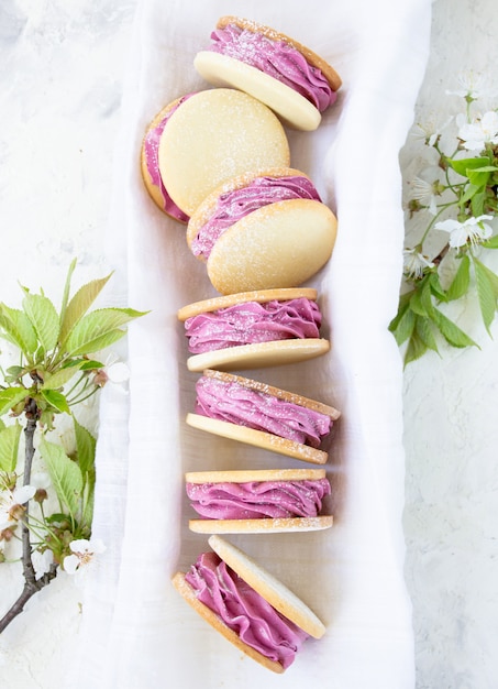 Pink dessert on a light wall