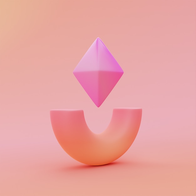 Pink diamond background and geometric shape