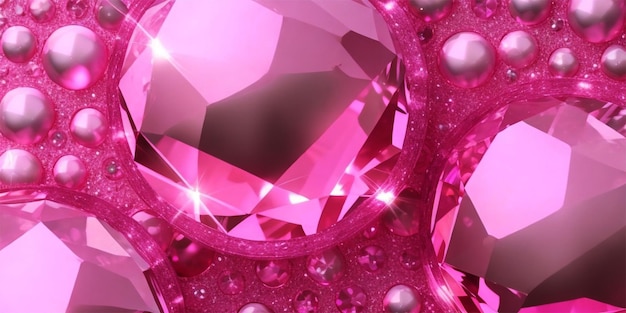 ピンクのダイヤモンドと明るい円の背景