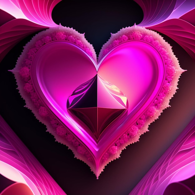 Pink Diamond love heart background generative ai.