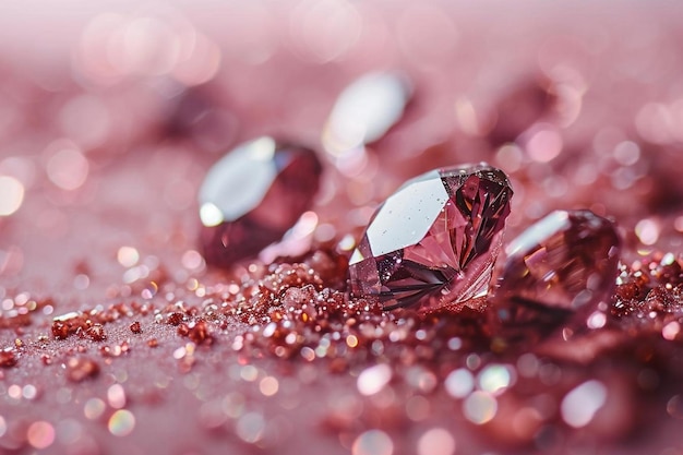 Pink diamonds arrangement on pink background