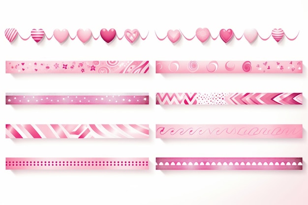 Pink Digital Sticker Packs A Creative Collection of Digital Washi Tape Vector ElementsAR 32