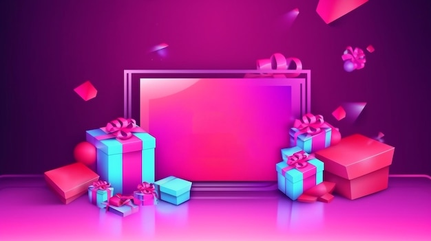A pink display with pink boxes and a pink background