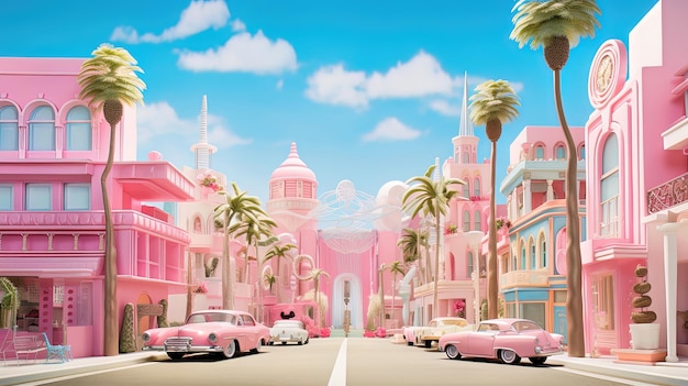 Premium AI Image | Pink doll city